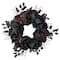 24" Burgundy & Black Roses with Spiders Halloween Wreath